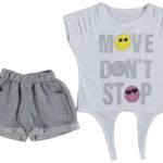 Σετ Αμάνικη Μπλουζίτσα με Δέσιμο και Σορτσάκι "Move Don't Stop" Άσπρο