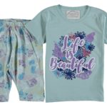Σετ Μπλουζίτσα και Βερμούδα με Σχέδιο Λουλουδάκια "Life is Beautiful" Βεραμάν