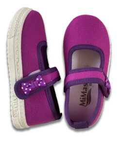 Παπουτσάκια Ανατομικά με Αυτοκόλλητο Velcro με Φιογκάκι Μοβ