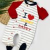 Βρεφικό Φορμάκι με Σχέδιο Ρίγες "I Love Mommy & Daddy" - Κόκκινο (24306)