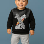 Βρεφικό Σετ Χοντρές Φόρμες Φούτερ, Μπλουζίτσα και Παντελονάκι με Σχέδιο Πατίνι "Venice Malibu" - Μαύρο