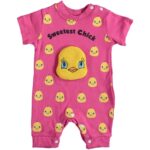 Φορμάκι Κοντομάνικο με Σχέδιο 3D Κοτοπουλάκι "Sweetest Chick" Φουξ