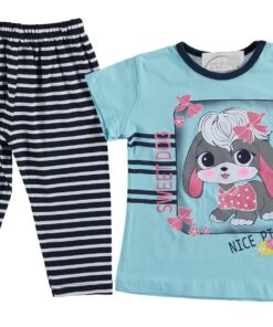 Σετ Μπλουζίτσα Κοντομάνικη και Παντελονάκι Κάπρι με Σχέδιο Σκυλάκι "Sweet Dog Nice Picture" Οινοπνευματί