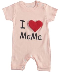 Φορμάκι Κοντομάνικο με Σχέδιο 3D Καρδούλα "I Love Mama" Σομόν Φορμάκι Κοντομάνικο με Σχέδιο 3D Καρδούλα "I Love Mama" Σομόν