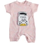 Φορμάκι Κοντομάνικο με Σχέδιο 3D Μπουκάλι Γάλα με Αγελαδίτσα "Milk" Σομόν