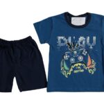 Σετ Μπλουζίτσα και Σορτσάκι με Σχέδιο Joystick "Play I Am Shooting" Σκούρο Μπλε