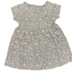 Φορεματάκι Κοντομάνικο με Σχέδιο Λουλουδάκια Γκρι