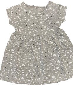 Φορεματάκι Κοντομάνικο με Σχέδιο Λουλουδάκια Γκρι