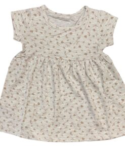 Φορεματάκι Κοντομάνικο με Σχέδιο Λουλουδάκια Μπεζ