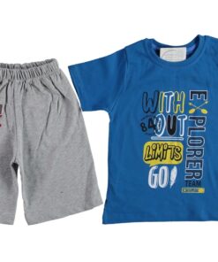 Σετ Κοντομάνικη Μπλουζίτσα και Βερμούδα "Explorer Without Limits Go" Μπλε