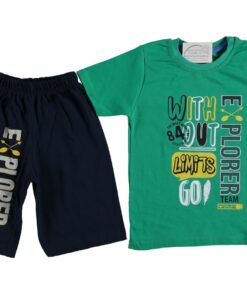 Σετ Κοντομάνικη Μπλουζίτσα και Βερμούδα "Explorer Without Limits Go" Πράσινο