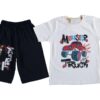 Σετ Κοντομάνικη Μπλουζίτσα και Βερμούδα με Σχέδιο "Monster Truck" Άσπρο