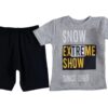 Σετ Κοντομάνικη Μπλουζίτσα και Βερμούδα "Snow Extreme Show Since 1965" Γκρι