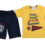 Σετ Κοντομάνικη Μπλουζίτσα και Βερμούδα "State School Division Bronx" Κίτρινο