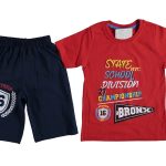 Σετ Κοντομάνικη Μπλουζίτσα και Βερμούδα "State School Division Bronx" Κόκκινο