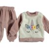 Σετ Μπλουζίτσα και Παντελονάκι Fleece με Σχέδιο Μονόκερο Πούδρα