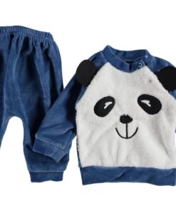 Βρεφικό Χειμερινό Σετ, Μπλουζίτσα και Παντελονάκι Fleece με Σχέδιο Αγελαδίτσα ΣιέλΜπλουζίτσα και Παντελονάκι Βελουτέ με Σχέδιο Φατσούλα Πάντα Μπλε