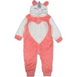 Φορμάκι Χειμερινό Fleece με Κουκούλα σε Σχέδιο Μονόκερο Κοραλί