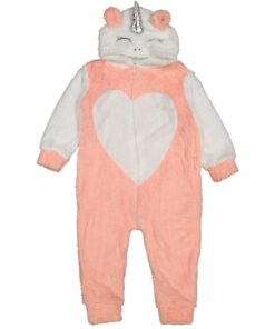 Φορμάκι Χειμερινό Fleece με Κουκούλα σε Σχέδιο Μονόκερο Σομόν