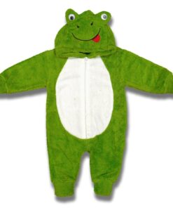 Φορμάκι Χειμερινό Fleece με Κουκούλα σε Σχέδιο Βατραχάκι Πράσινο