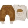 Σετ Μπλουζίτσα και Παντελονάκι Fleece με Σχέδιο Προβατάκι Καφέ