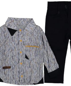 Σετ Πουκαμισάκι και Παντελονάκι Καμπαρντινέ με Σχέδιο Κίτρινο