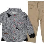 Σετ Πουκαμισάκι και Παντελονάκι Καμπαρντινέ με Σχέδιο Μπεζ