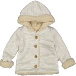 Κοριτσίστικο Ζακετάκι με Εσωτερική Επένδυση Fleece και Κουκούλα Χρυσό και Μπεζ
