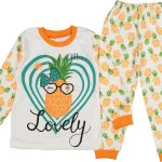 Σετ Μπλουζίτσα και Παντελονάκι με Σχέδιο Ανανά "Lovely" - Πορτοκαλί (41502)