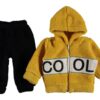 Βρεφικό Χειμερινό Σετ, Ζακετάκι με Κουκούλα και Παντελονάκι Fleece "Cool" Κίτρινο