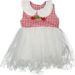 Φορεματάκι Αμπιγέ με Σχέδιο Κερασάκια Καρό Κόκκινο
