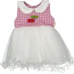 Φορεματάκι Αμπιγέ με Σχέδιο Κερασάκια Καρό Μπορντό