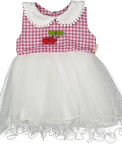 Φορεματάκι Αμπιγέ με Σχέδιο Κερασάκια Καρό Μπορντό