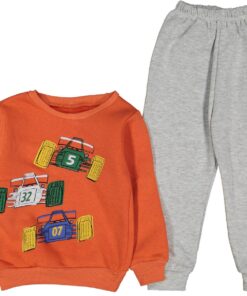 Σετ Μπλουζίτσα και Παντελονάκι με Σχέδιο Αυτοκινητάκια Formula 1 "5 32 07" Πορτοκαλί