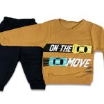 Σετ Μπλουζίτσα και Παντελονάκι με Σχέδιο Αυτοκινητάκια "On The Move" Μουσταρδί