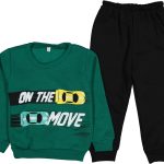 Σετ Μπλουζίτσα και Παντελονάκι με Σχέδιο Αυτοκινητάκια "On The Move" Πράσινο