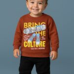 Βρεφικό Σετ Χοντρές Φόρμες Φούτερ, Μπλουζίτσα και Παντελονάκι με Σχέδιο Πατίνι "Bring The Culture" - Κεραμιδί