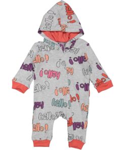 Φορμάκι με Κουκούλα και Φερμουάρ "Hello!" Κοραλί