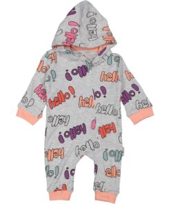 Φορμάκι με Κουκούλα και Φερμουάρ "Hello!" Σομόν