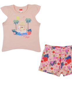 Joyce Σετ Μπλουζίτσα και Παντελονάκι Σορτσάκι με Σχέδιο Φοίνικες "Tropical Joyce" Σομόν (13756)