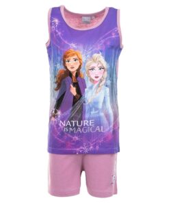 Frozen Σετ Μπλουζίτσα και Παντελονάκι Σορτσάκι με Σχέδιο Πριγκίπισσες Έλσα και Άννα "Nature Is Magical" Πούδρα (FR - 2122-1828)