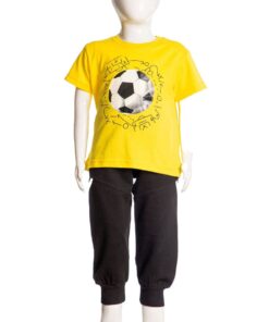 Joyce Σετ Μπλουζίτσα και Παντελονάκι με Σχέδιο Μπάλα Ποδοσφαίρου "Soccer Ball" Κίτρινο (13781)