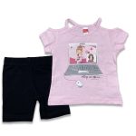 Joyce Σετ Μπλουζίτσα και Παντελονάκι Σορτσάκι με Σχέδιο Κοριτσάκια "Nothing Can Stop Us" Ροζ (13744)