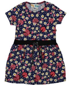 Φορεματάκι Κοντομάνικο με Σχέδιο Φλοράλ Πολύχρωμα Λουλουδάκια Σκούρο Μπλε