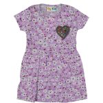 Φορεματάκι Κοντομάνικο με Σχέδιο Καρδούλα και Φλοράλ Λουλουδάκια Μεγάλα Μοβ