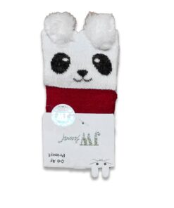 Καλτσούλα Βρεφική με Σχέδιο Πάντα με Φουντάκια Κόκκινο