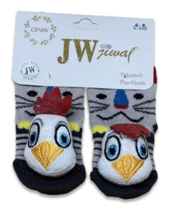 Καλτσούλες Βρεφικές με 3D Σχέδιο Κοτοπουλάκι Γκρι