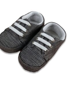 Παπουτσάκια Αγκαλιάς με Κορδονάκια Γκρι - 51099