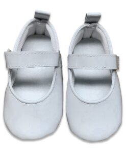 Παπουτσάκια Αγκαλιάς Μπαλαρίνες Λουστρίνια με Χρατς Άσπρο