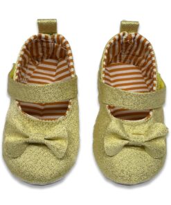 Παπουτσάκια Αγκαλιάς Μπαλαρίνες Στραφταλιζέ με Χρατς και Φιογκάκι Χρυσό